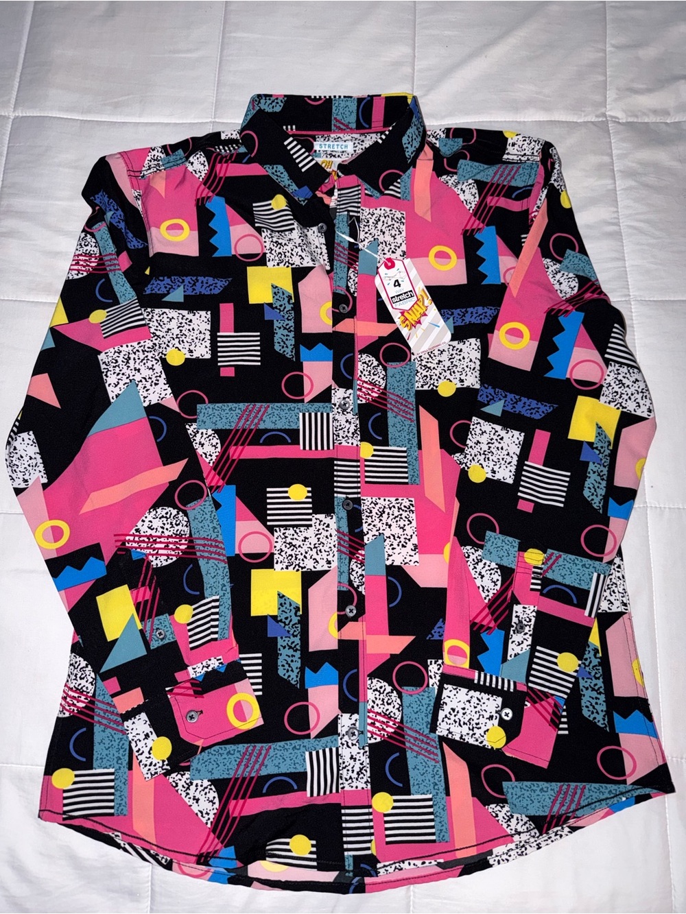 Men's 90’s Abstract Geometric Print Shirt - XL